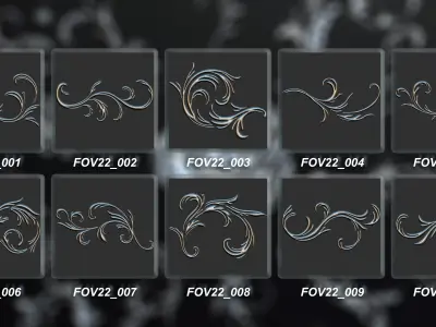 94 Ornamental Elements Brush   Alpha   3D Model Vol 22 3D model