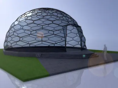 Hexagonal geodesic dome like structure with entry 3D model