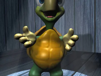 Cartoon Turtle Rigged Low-poly 3D model