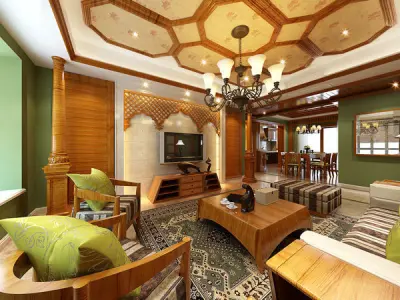 Luxury Living Area Design  Low-poly 3D model