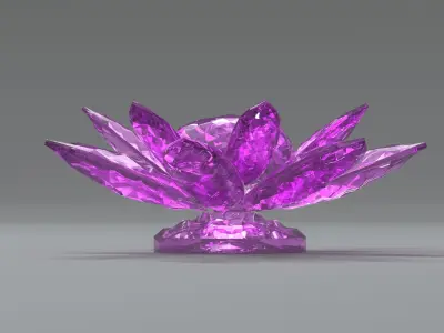 Glass Flower Showpiece Pink Low-poly 3D model