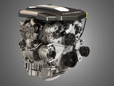 XTS Engine - V6 Twin Turbo Engine - With Interior Parts 3D model