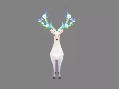 Cartoon White Deer Elf Low-poly 3D model
