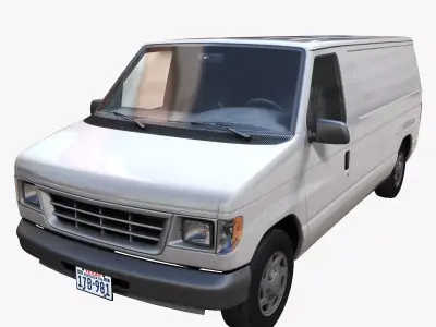 90s industrial van Low-poly 3D model