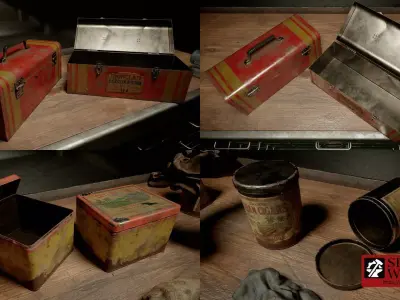 Old Toolbox - 33 tools asset pack Low-poly 3D model