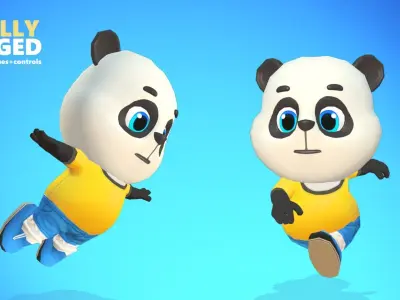 Panda Bear Animated Rigged Low-poly 3D model