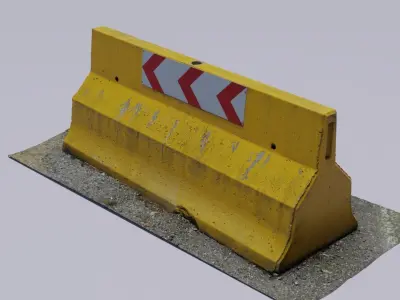 Concrete barrier 01 high-poly 3D model