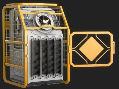 Sci Fi Device Generator Battery v2 Low-poly 3D model