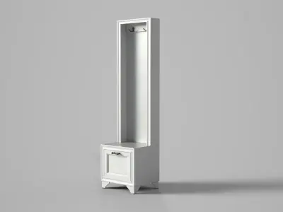 Belden hall tree bench white painted Low-poly 3D model