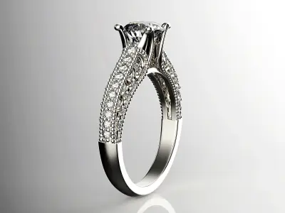 Engagement fashion ring with gem 0064 3D print model