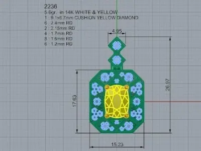 Octagonal Halo Pendant 2236 3D print model