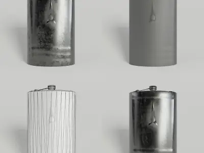 Flask Belt Steel Low-poly 3D model