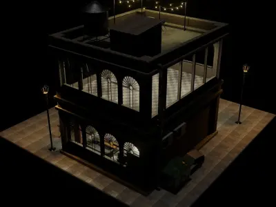 simple barber shop Low-poly 3D model