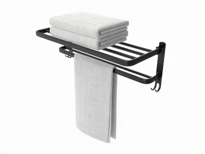 Bathroom Towel Rail Rack with Towels 3D model