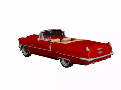 1956 Classic American Car 3D Model Red Vintage Luxury Sedan 3D model