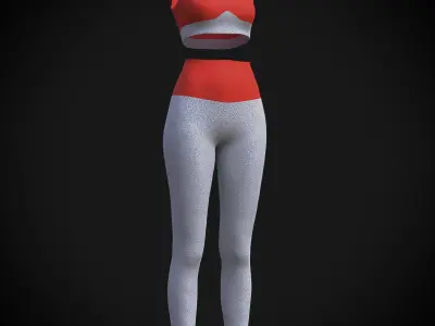 Female active outfit Low-poly 3D model