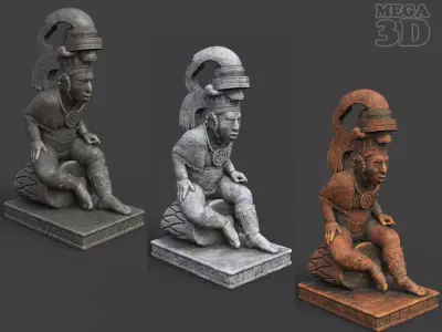 Low poly Mayan Inca Aztec Statue 220508 Low-poly 3D model