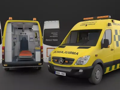  Ambulance Rigged Low-poly 3D model