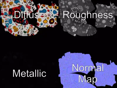 Cartoon Pattern Pillow Model Pack Low-poly 3D model