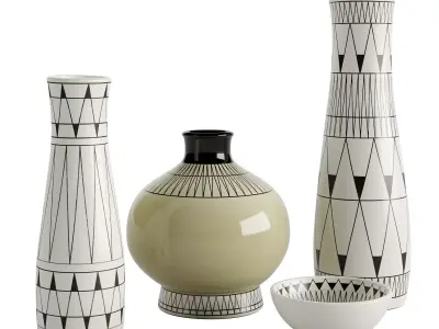 Set Bowl and 3 Vases by Aribia 3D model