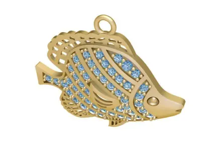 Luxury Fish Pendant Jewelry with Diamonds for Women 1944 3D print model
