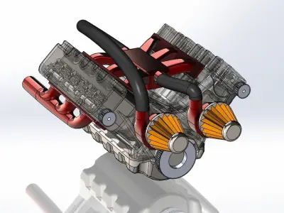 car engine 6 pistons  3D model