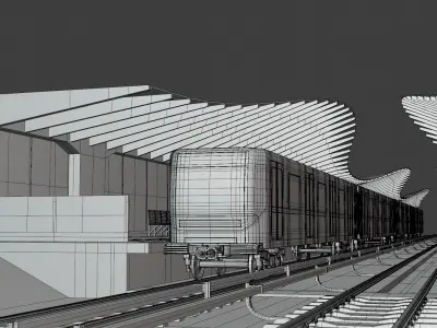 Metro station concept 3D model