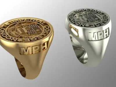 gold imperial London college ring  3D print model