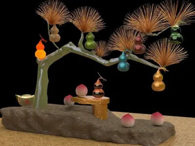 Chinese gourd tree   3D model purchase