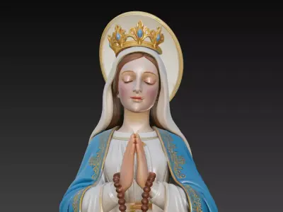 Praying Virgin Mary Bust - Rosary Catholic Sculpture 3D print model