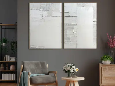 Plaster Two Photo Frame E-10 Low-poly 3D model