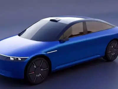Sleek Blue Electric Sedan 3D model