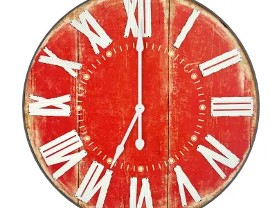 Large Red Vintage Style Clock 3D model