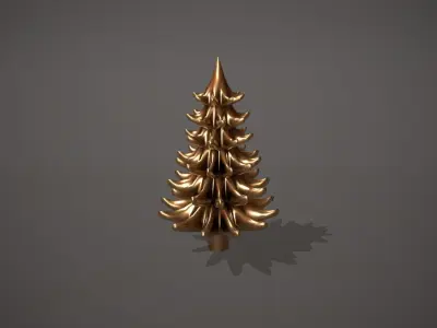 Gold Metal Christmas Tree Ornament Low-poly 3D model
