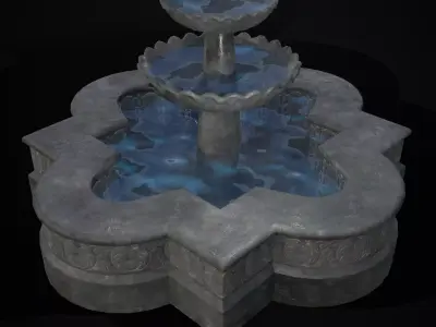 Quatrefoil Multi Level Fountain Low-poly 3D model