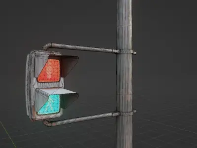 Moderately Dirty Japanese Traffic Light Low-poly 3D model