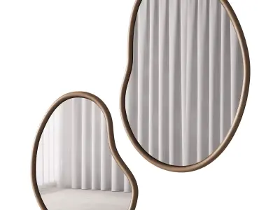 344 sculptural organic Dim Mindi wood Mirrors by tikamoon 3D model