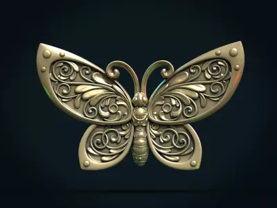 Butterfly gold 3D print model