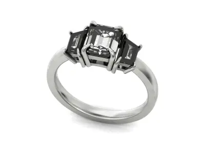 Engagement  ring Three Stone 1272 3D print model