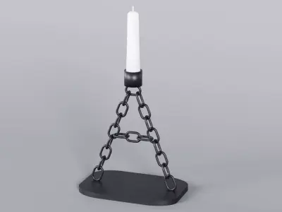 Alphabet A Chain Black Candleholder 3D Model True 4K PBR Render Low-poly 3D model