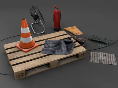 Various Garage Stuff Low-poly 3D model
