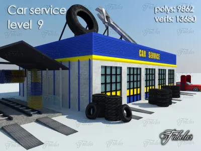 Car service level Low-poly 3D model