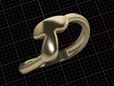 T alphabet bypass shell hallow ring 3D print model