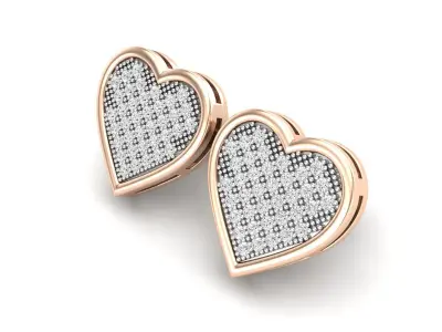 AV 511 Diamond Heart Shape Stud Earrings 3D print model