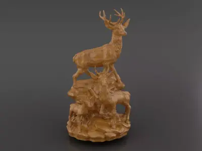Deer Family 3D Model  Artistic Sculpture  3D print model
