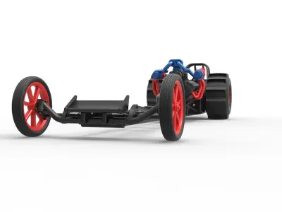 Front engine dirt dragster with turbo V8 Scale 1 to 25 3D print model