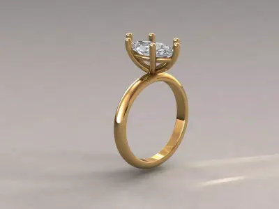 Classic 6-Prong Solitaire Engagement Ring 3D Model STL 3D print model
