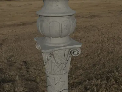 Column with non-classic corinthian order with floral motifs 3D model
