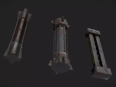SciFi Columns Low-poly 3D model
