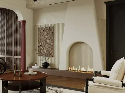 French Eclectic Vintage Living Room  3D model   3D model